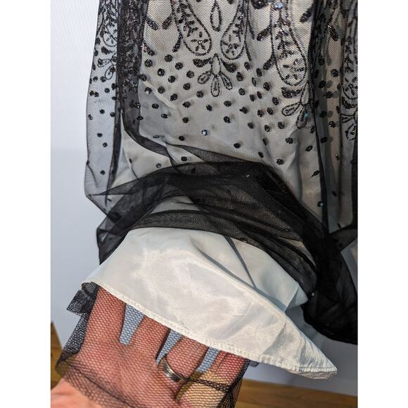 Vintage Y2K Zum Zum Strapless Formal Mini Dress Black Gray Glitter Sequins - Picture 5 of 9